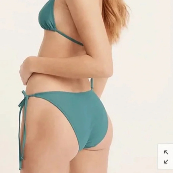 J.Crew Green Ribbed curved-waist cheeky string bikini bottom Size Small - Picture 2 of 2